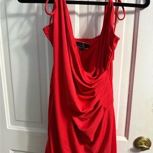 Red Draped Dress Mini Dress